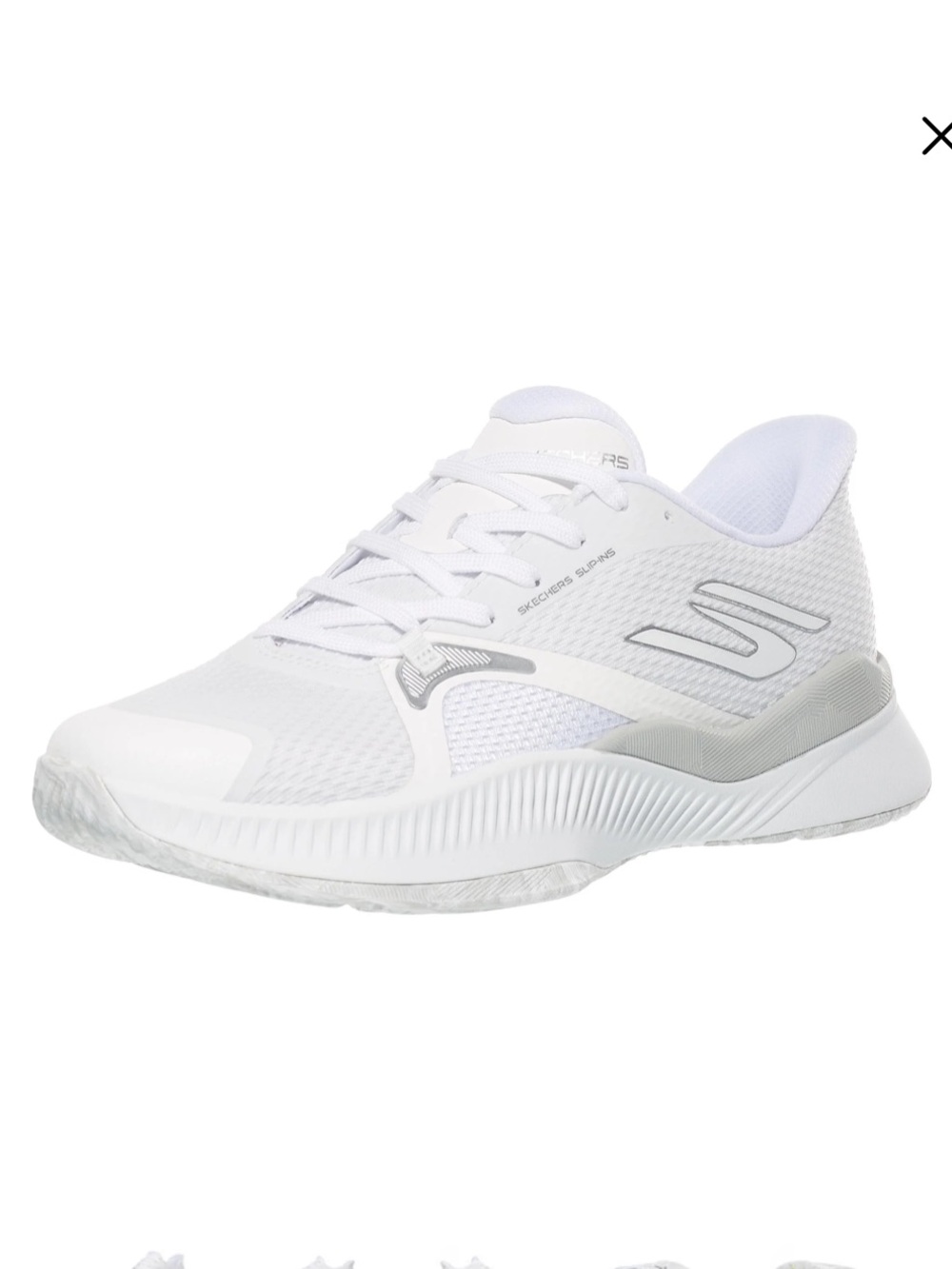 NWT! Skechers State Champ White/Silver Women's Tennis Shoes Size 8.5